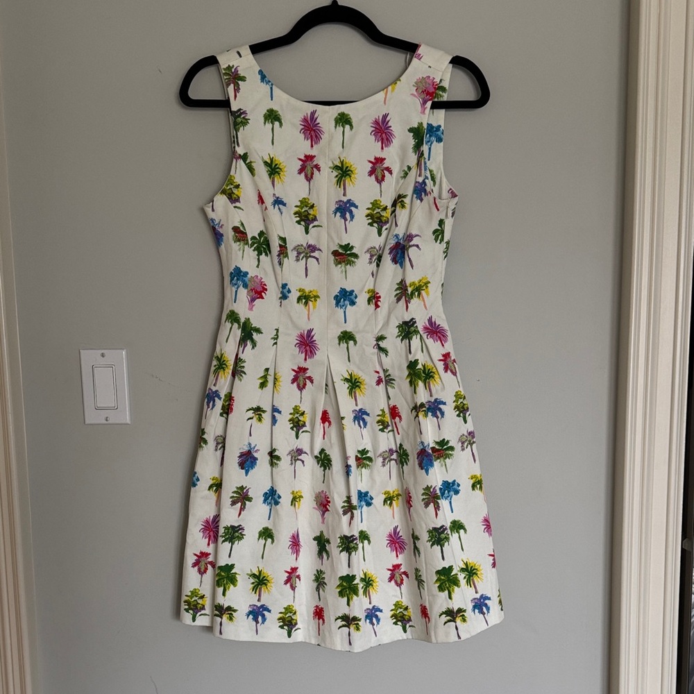 Zara White Mini Dress with Colorful Palm Tree Print